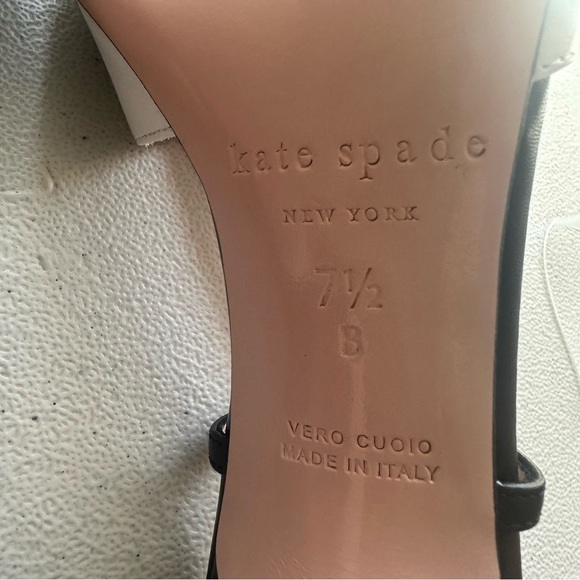 KateSpade Sabina pumps white brown leather with black and clear slingback straps - Picture 11 of 13